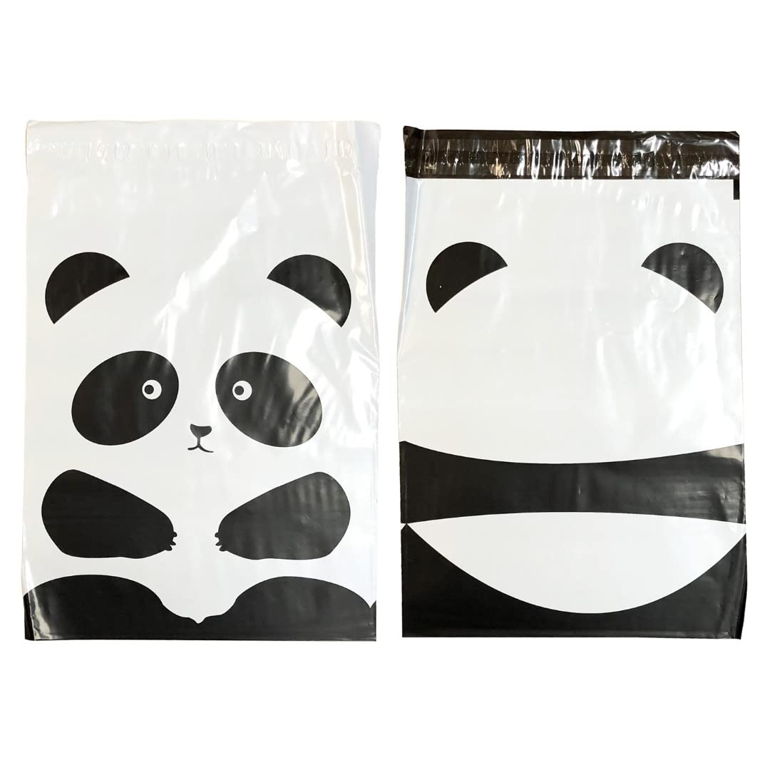 Designer Poly Mailer Bag Mailing Postal Bags Gifts Shipping Wrapping Design Pattern Envelope for Mail [Pack of 100](10 x 13 Inch,Panda)