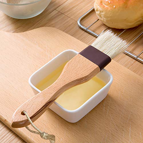 Saizone Pastry Brush Natural Bristle Basting Brush Kitchen Oil Brush with Beech Wooden Handle and Hanging Rope String (1 inch & 1.5 inch)