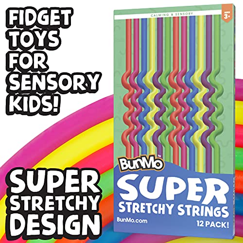 BunMo 12pk Monkey Noodle Fidget Toys Super Stretchy Strings for