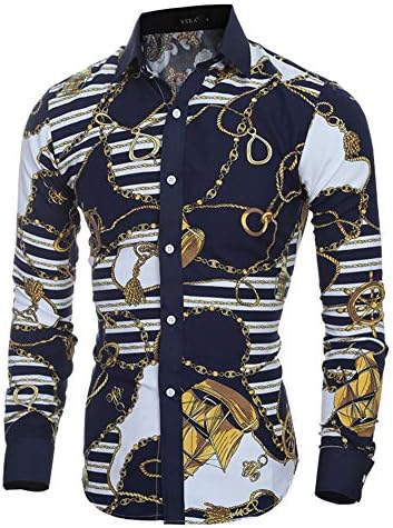 Versaces Men Shirt Fashion Classic Retro Color Slim fit Long Sleeve Shirt