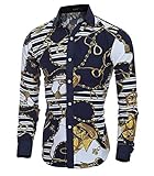 Versaces Men Shirt Fashion Classic Retro Color Slim fit Long Sleeve Shirt, Color 1, L