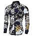 Versaces Men Shirt Fashion Classic Retro Color Slim fit Long Sleeve Shirt, Color 1, L