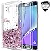 LeYi Compatible with Galaxy Note 5 Case with 2 Tempered Glass Screen Protector for Girls Women, Shiny Glitter Clear Phone Case for Samsung Galaxy Note 5, Rose Gold