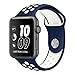 UMTELE Nike Series 2 Soft Silicone Replacement Sports Watch Strap with Ventilation Holes for Apple Watch, Medium/Large, Navy/White, 38mm
