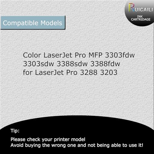 RUICAILI 222A Compatible Toner Cartridge Replacement for HP 222A W2220A W2221A W2222A W2223A for Color LaserJet Pro MFP 3303fdw 3303sdw 3388sdw 3388fdw for LaserJet Pro 3288 3203 (4pk, BK/C/M/Y)