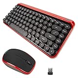 i-Star Wireless Keyboard and Mouse Combo - Portable Ultralight Novel Round Compact 85 Key with 2.4G USB Nano Receiver Auto-Link PC Desktop Computer Laptop Mac Tablet for Office Work Game Play