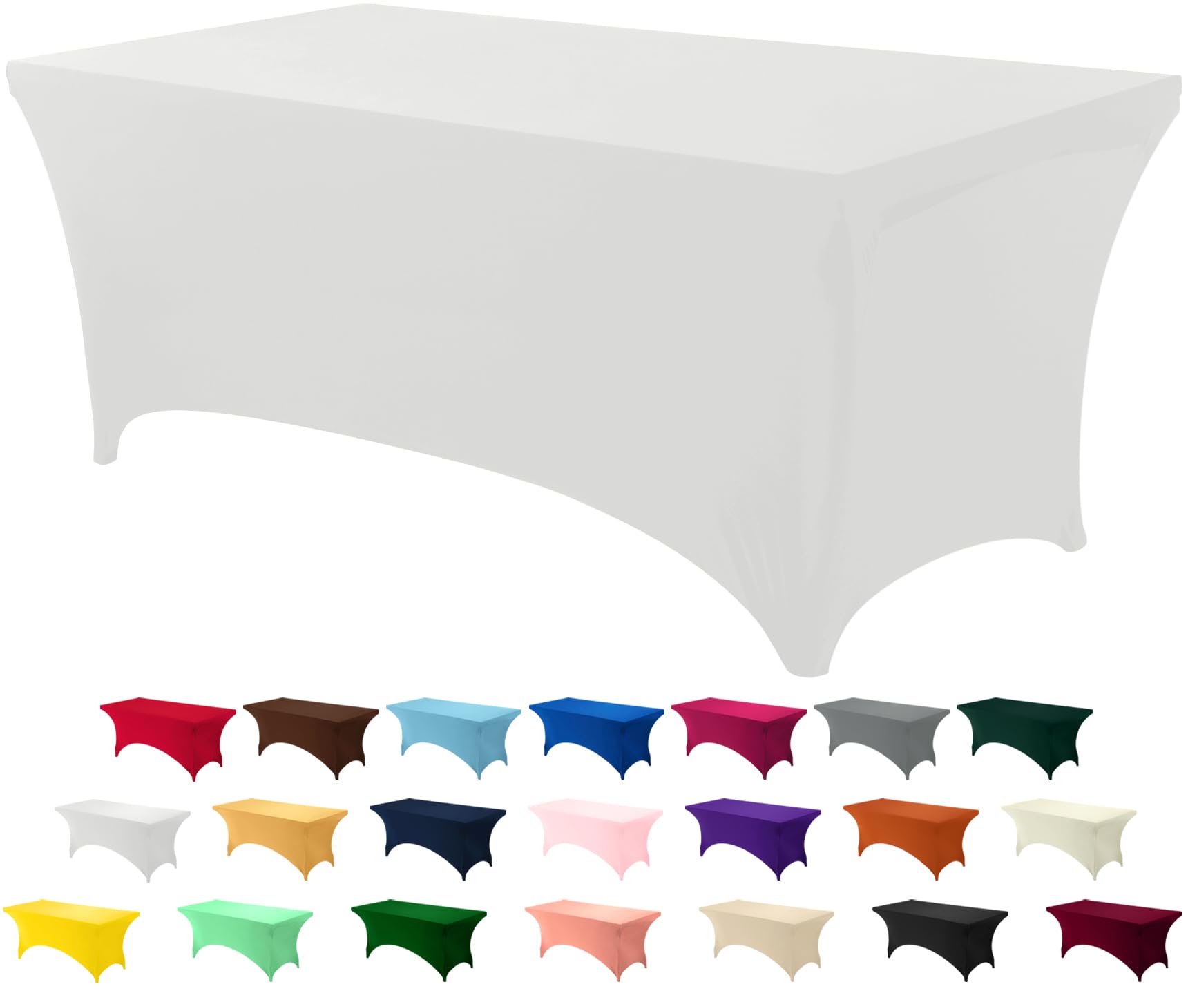 Utopia Kitchen Spandex Table Cloth [6FT, White] Tight, Fitted, Washable and Wrinkle Resistant Stretch Rectangular Patio Table Cover for Event, Wedding, Banquet & Parties [183Lx76Wx76H] cm