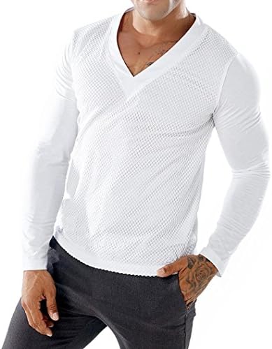 Clearance Sale! Wintialy Men's Casual Patchwork Mesh Long Sleeve T Shirt Pollover Top Blouse