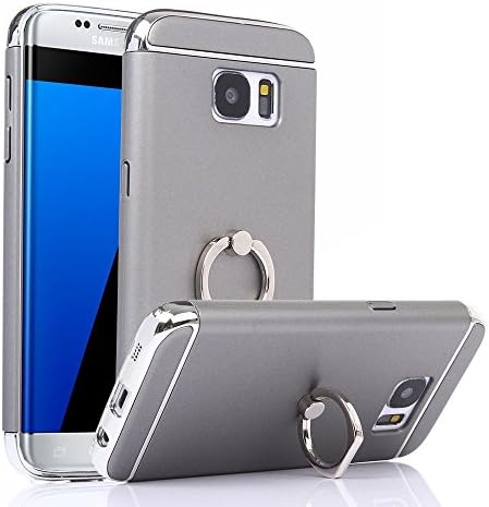 Galaxy S7 Edge Case, Cellaria Ring Stand Series - [Chrome/ Metallic Finish] Ultra Slim Luxury Case Cover With 360 Rotating Ring Grip/Stand Holder/Kickstand For Samsung Galaxy S7 Edge, Metallic Grey