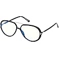 Eyeglasses Tom Ford FT 5838 -B 001 Shiny Black,"t" Logo/Blue Block Lenses