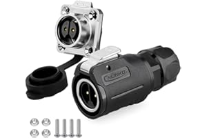 CNLINKO 2Pin Male Female Plug Socket Industrial Waterproof Power Connector, M16 10A Cable Circular din Connector, IP68 Connector Blind Mate Power Audio Car connectors(2Pin)