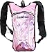 SOJOURNER Hydration Pack Backpack - 2L Water Bladder Included for Festivals, Raves, Hiking, Biking, Climbing, Running and More (Holographic - Pale Pink)