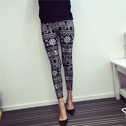 New Fashion Casual Cotton BRUSHED Black Milk Leggings Pants Female Elastic Plaid Graffiti Leggings Trousers Women Christmas Gift
