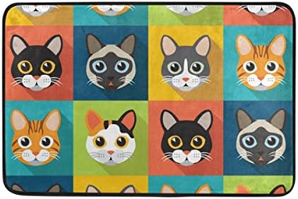INGBAGS JSTEL Cute Cats Doormat Indoor/Outdoor Washable Garden Office Door Mat,Kitchen Dining Living Hallway Bathroom Pet Entry Rugs with Non Slip Backing