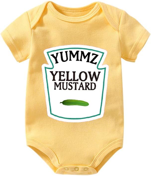 culbutomind Yummz Tomato Ketchup Yellow Mustard Red and Yellow Bodysuit Baby Boy Twins Baby Clothes Twins Baby Boys Girls