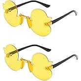 WNHNO 2Pcs Cartoon Little Duck Personality Frameless Sunglasses Boys and Girls Copy Tide Sunshade Sunglasses Girls gifts (Yellow)