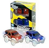 MIGE Car Track, Light Up Jeep Toy Car (2-Pack),Multicolord flashing lights,Fits Most Racing Track Accessories,Perfect for Boys and Girls Killing time(Blue and Red)