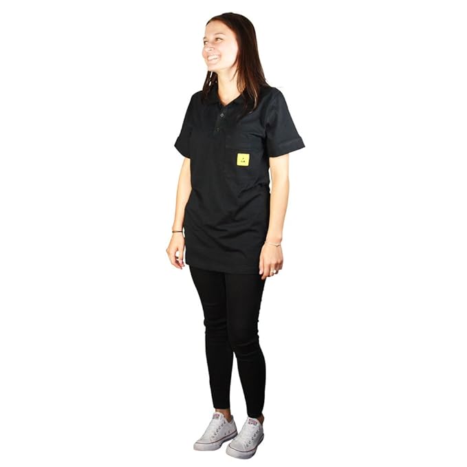 Wetec ESD-Polo-Shirt light, mit schwarzem Kragen, Größe L, schwarz