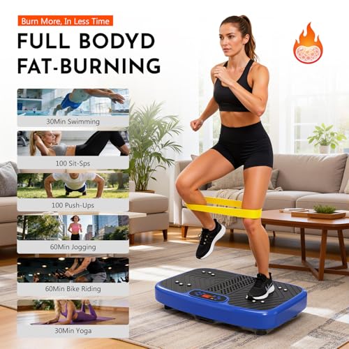 Vibration Plate Exercise Machine Weight Loss, Full Body Workout Vibration Plate Lymphatic Drainage,199 Adjustable Speeds Power Shaping Vibrating Plate Built-in Bluetooth Speaker