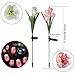 Outdoor Solar Garden Stake Lights, SOUBUN 2 Pack Waterproof Multi-Color Changing LED Solar Powered Decorative Lights with 8 Tulip Flower for Garden, Patio, Backyard (Pink and White)