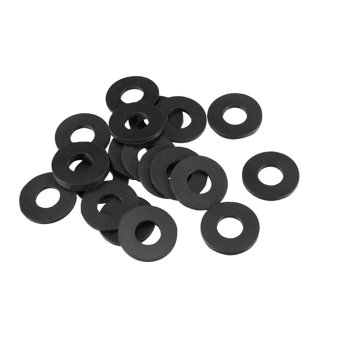TOP-VIGOR 20Pcs Rubber Flat Washers, 18mm OD 8mm ID 1.5mm Thickness Heavy Duty Black Rubber Grommet Vibration Damping Pads Sealing Gasket Washers for Faucet Pipe Water Hose Fastener Bolt