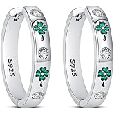 BOIGEGU Clover Hoop Earrings for Women 925 Sterling Silver Four Leaf Clover Huggie Earring Hypoallergenic lightweight Lucky BBF Gifts Birthday Christmas Anniversary Simple Jewelry