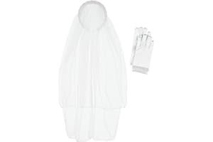 Bonnie Jean First Holy Communion Veil and Gloves Set with Pearl and Sequin Trim