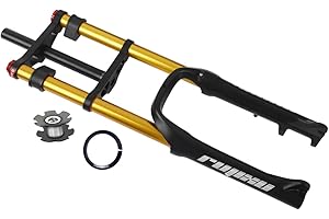 RUJIXU Bike Fork 20 Inch Fat 4.0" Tire Bike Suspension Forks 1-1/8" MTB Air Fork Travel 110mm Adjustable Rebound Disc Brake QR for Snow Beach