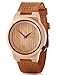 Bamboo Wood Watch Natural Maple Leather Band Casual Men or Women Gift
