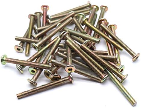 TOUHIA M6x60mm Flat Hex Socket Head Bolts Furniture Fastener 50 Pcs