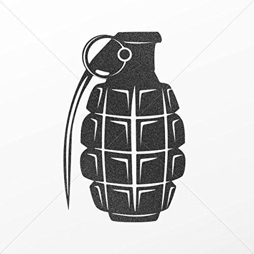 Decal Sticker Hand Grenade Car door Hobbies Waterproof Racin Mettalic Black (4 X 2.55 Inches)
