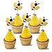 30-pack Glitter Bumble Bee Cupcake Toppers, Baby Bee Gender Reveal Baby Shower Birthday Party Cake Decorations Supplies