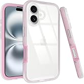 Puxicu Acrylic 2 in 1 for iPhone 17 Case,Anti-Yellowing, Military-Grade Protection, Drop Shockproof Slim Phone Cover for iPhone 17 6.3", Light Pink