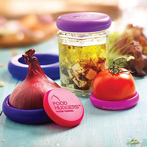 Food Huggers 5pc Reusable Silicone Food Savers BPA Free & Dishwasher
