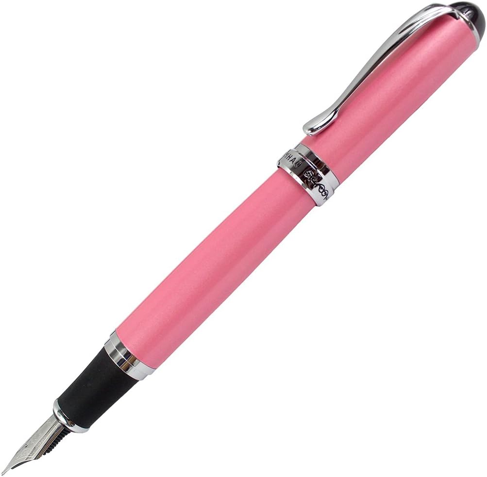 Gullor Jinhao X750 Fountain Pen Stainless Steel Medium 18KGP Nib - Pink