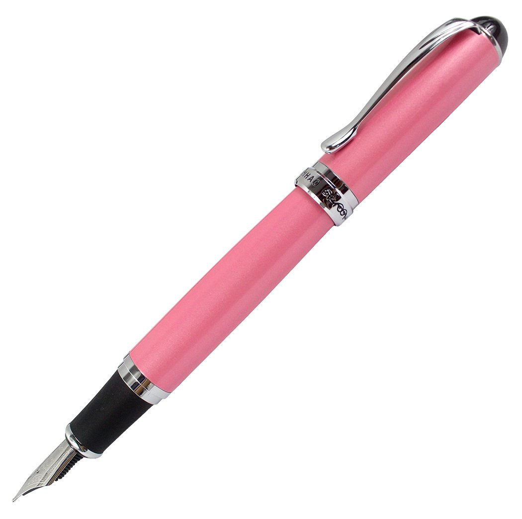 Gullor Jinhao X750 Fountain Pen Stainless Steel Medium 18KGP Nib - Pink