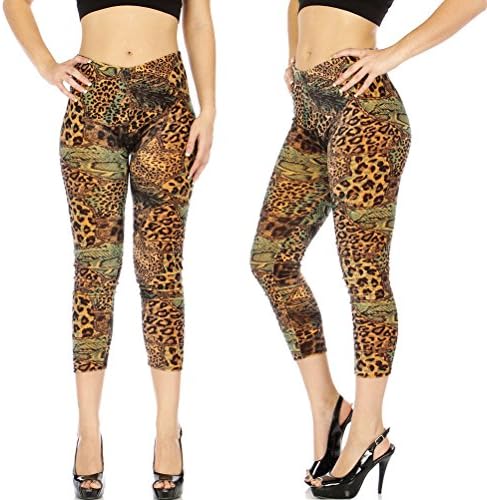 ParisianChic Fashion Chic Velour animal print cropped leggings