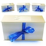 Christmas Gift Box - 8.75 x 4.25 x x3 inch Magnetic Christms Gift Box with Ribbon and From... To... Sticker