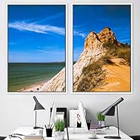 2 Piece Framed Canvas Wall Art Coastal Scenery Canvas Prints Home Artwork Decoration for Living Room,Bedroom - 16