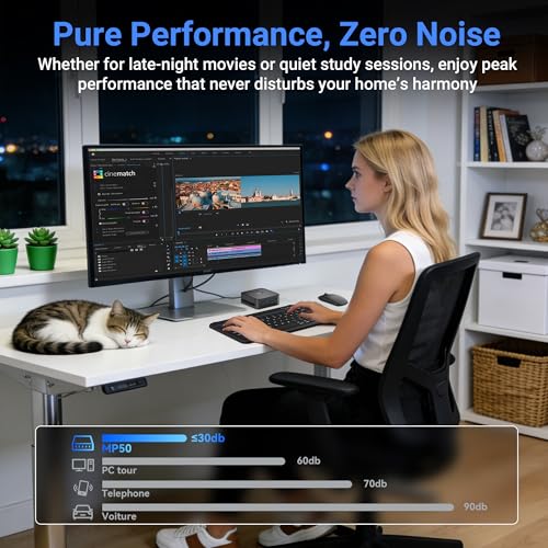 【3 Years Guarantee】Blackview MP50 AMD Ryzen 5 Mini PC with Mouse and Keyboard, Radeon Vega 8 Graphics, Win 11 Pro, 16GB+512GB SSD, 4K@60Hz HDMI+DP/Double WiFi/USB 3.2 Mini Desktop Computer for Office