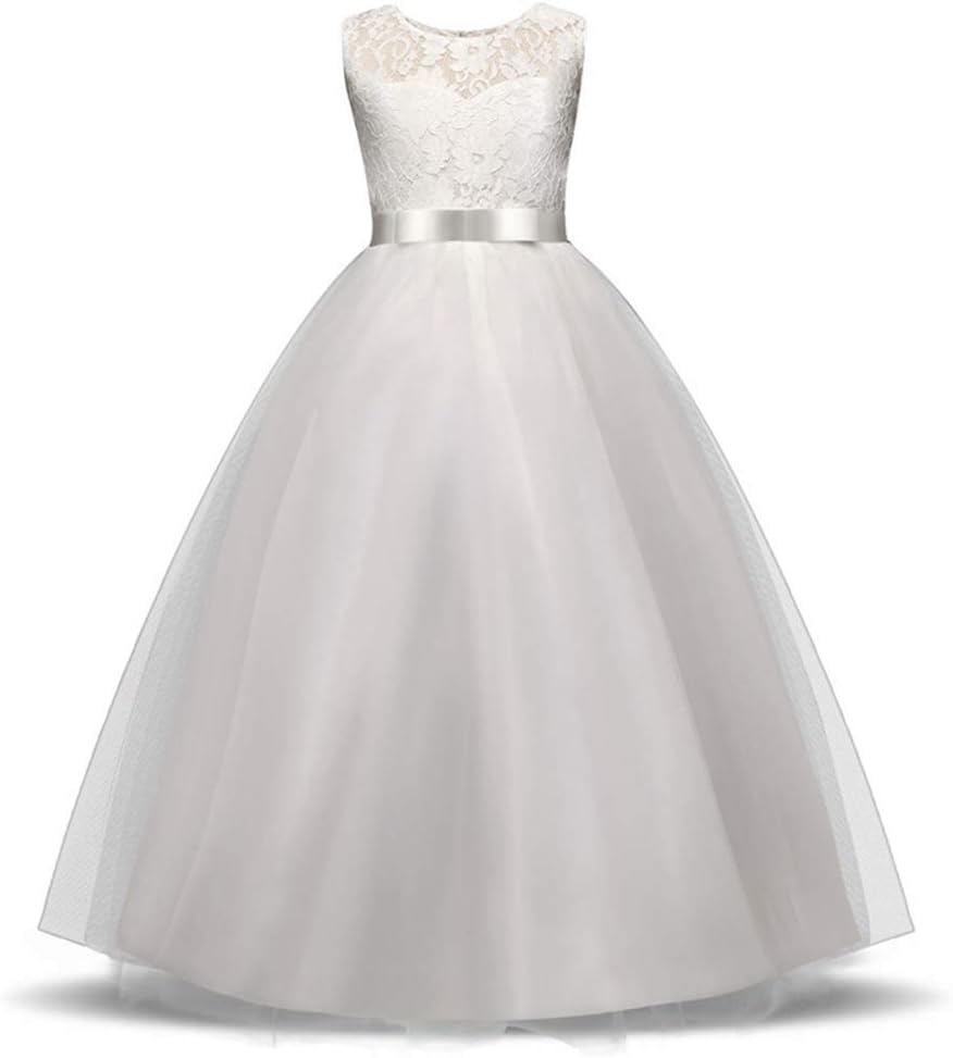 BEAUTY CHARMGirls Lace Dress Long A Line Tulle Wedding Pageant Party Prom Dresses Ball Gown