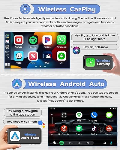Hikity 2G 64G Car Radio for Mazda 3 2006-2012 with Carplay Wireless Android Auto, 9 Inch Android 15 GPS Car Radio with WiFi Bluetooth RDS EQ FM USB SWC MIC Reversing Camera