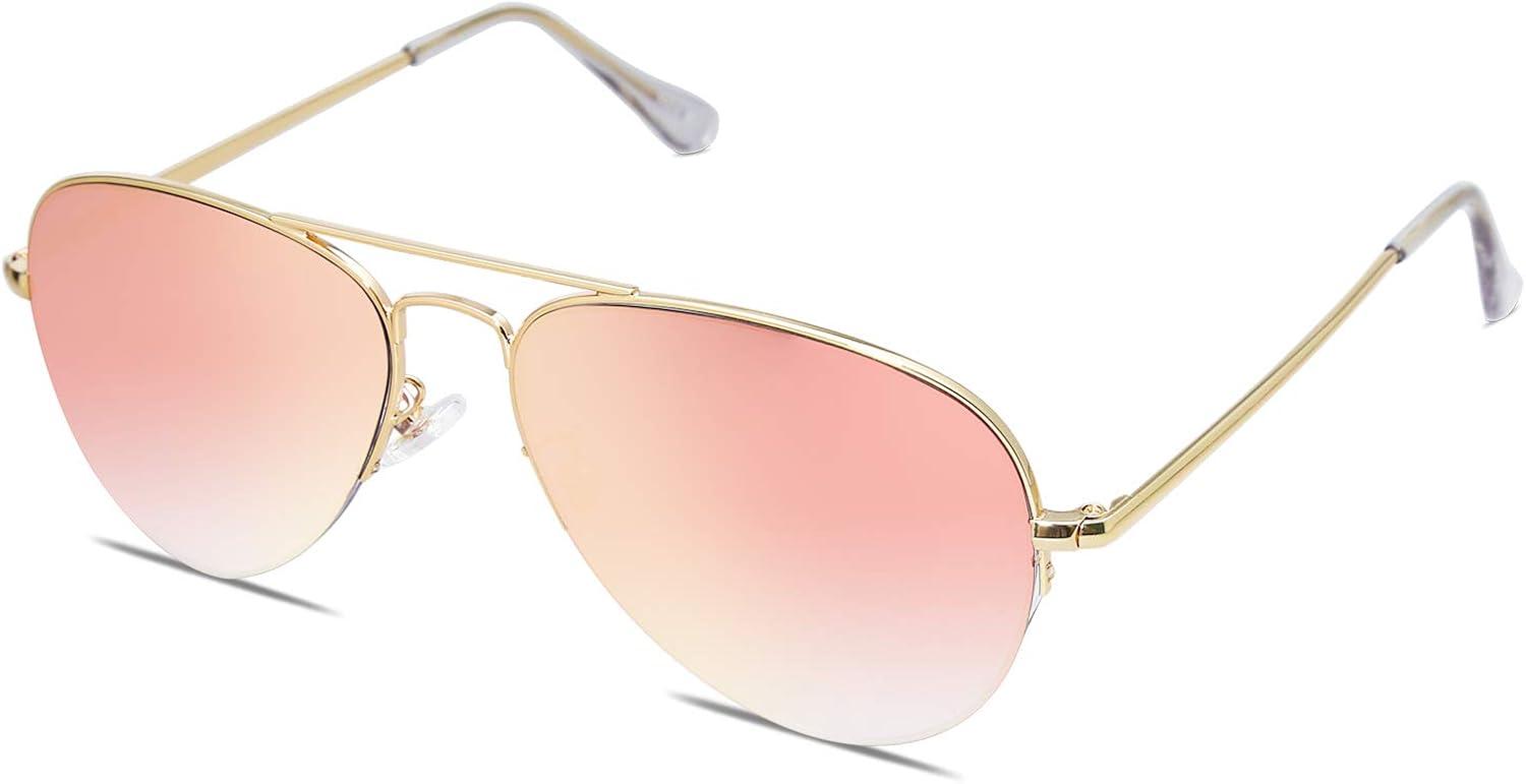 half frame aviator sunglasses