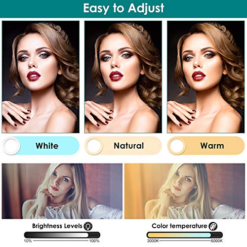 TBJSM Ring Light Kit 18 inch 6000K Dimmable LED Ring Light with Light Stand Carrying Bag Cold Shoe Adapter for Camera Smartphone iPad YouTube TikTok Self-Portrait Shooting Black