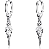PARYFO Raven Earrings 925 Sterling Silver Viking Earrings Punk Rock Nordic Rune Crow Jewelry Gift for Men Women