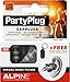 Alpine PartyPlug Concert Ear Plugs - Noise Reduction Ear Plugs for Party, Concert, Festival and Music - 19dB - 1 Pair Reusable Soft Black Earplugs