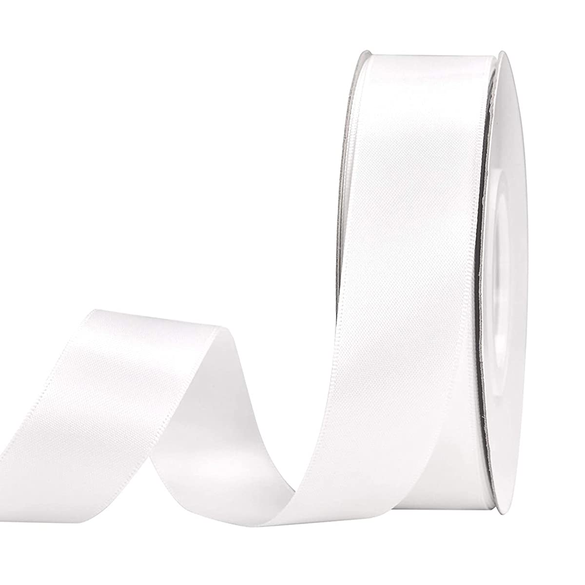 Satin Ribbon, 1 Roll 25mm x 22m White Satin Ribbon