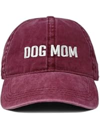 H-214-DM64-BL Dad Hat Unconstructed Baseball Cap: Dog Mom Block Letters, Burgundy