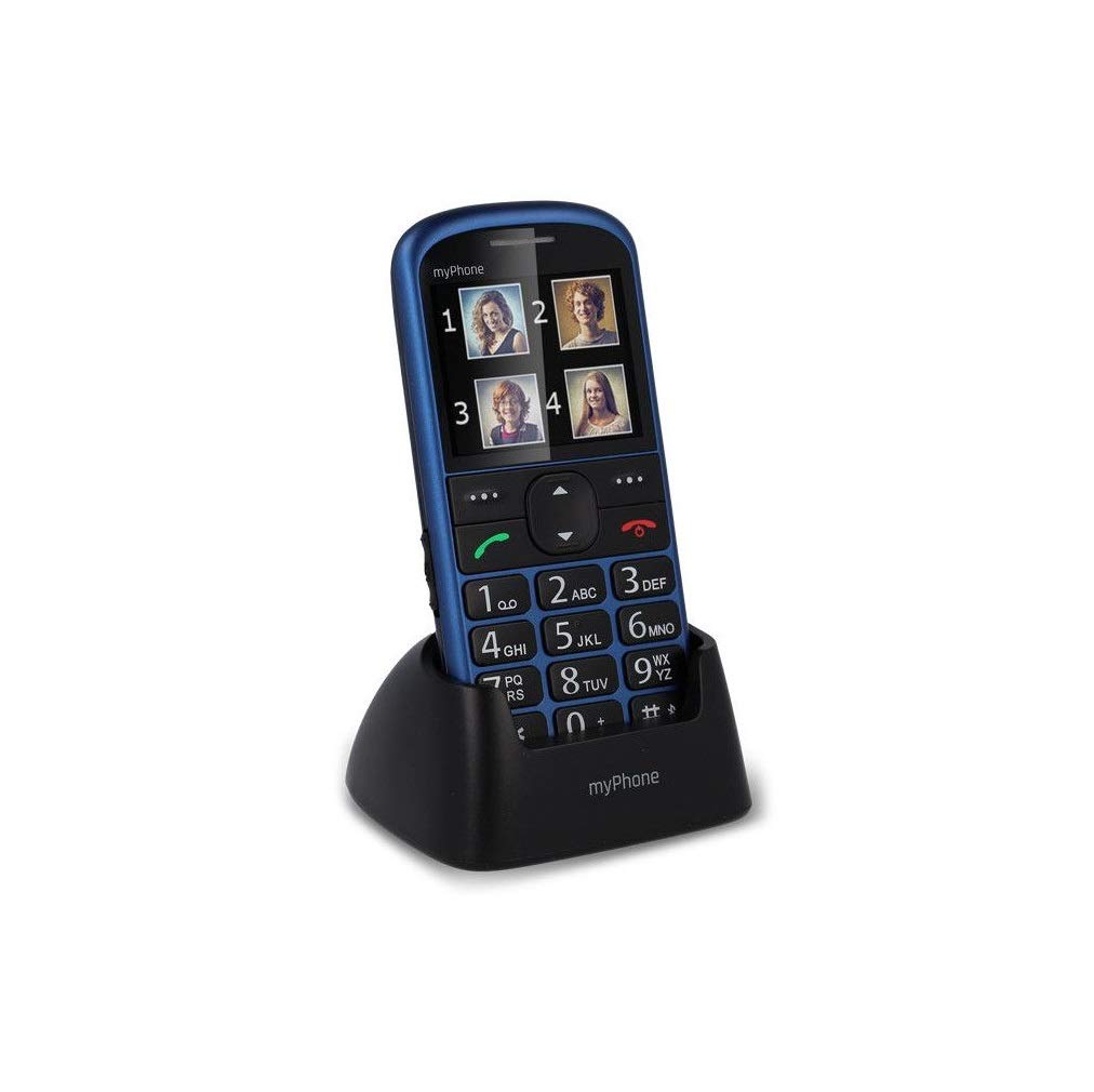 Mobile Phone for Elderly People, myPhone Halo 2 Blue, Unlocked Senior Big Button Mobile Phone with Charging Dock, SOS Function, Camera, Large 2,2 inch Color Display, Easy-to-Use, Bluetooth and Torch