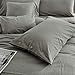 Doffapd Duvet Cover King, Washed Cotton Duvet Cover Set - 3 Piece (King, Light Gray)